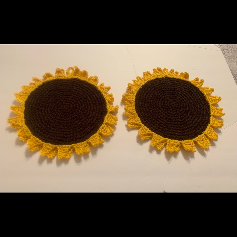 Sunflower Decor Potholders New Handmade Crochet